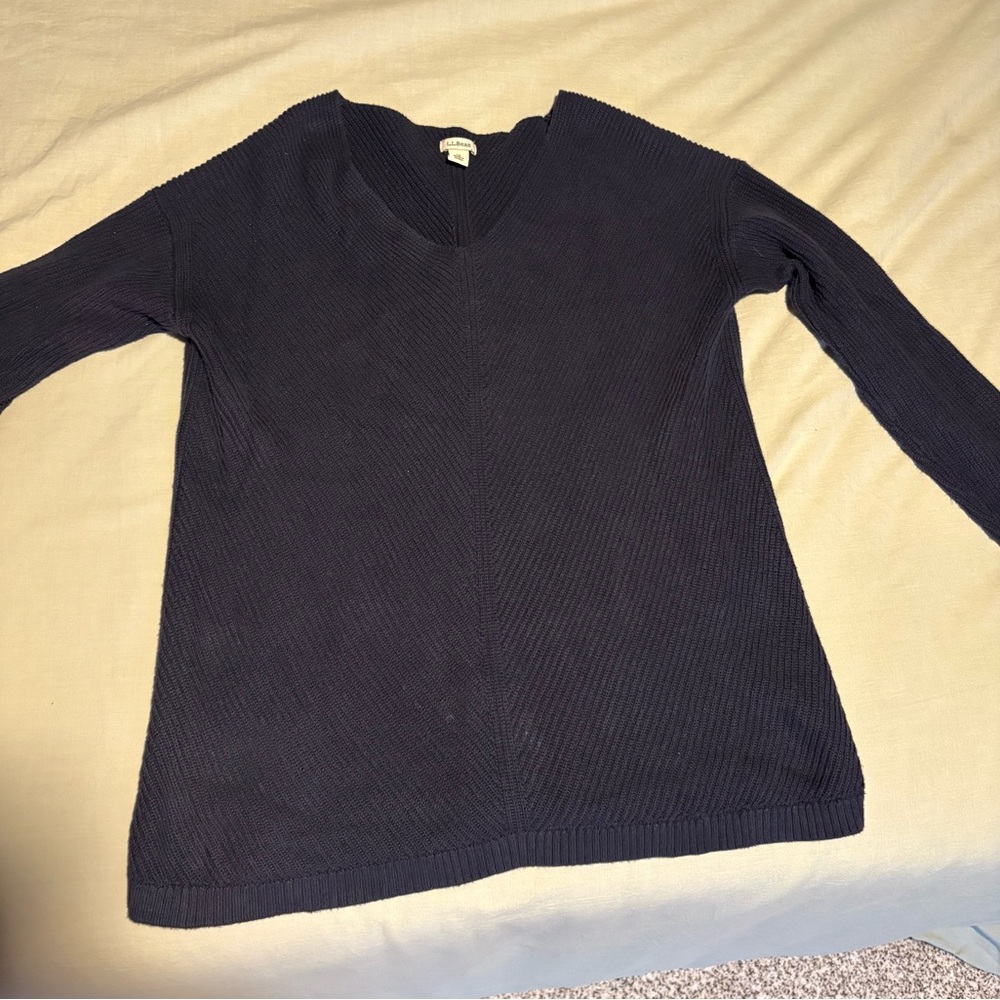 L.L. Bean Navy V-Neck Sweater